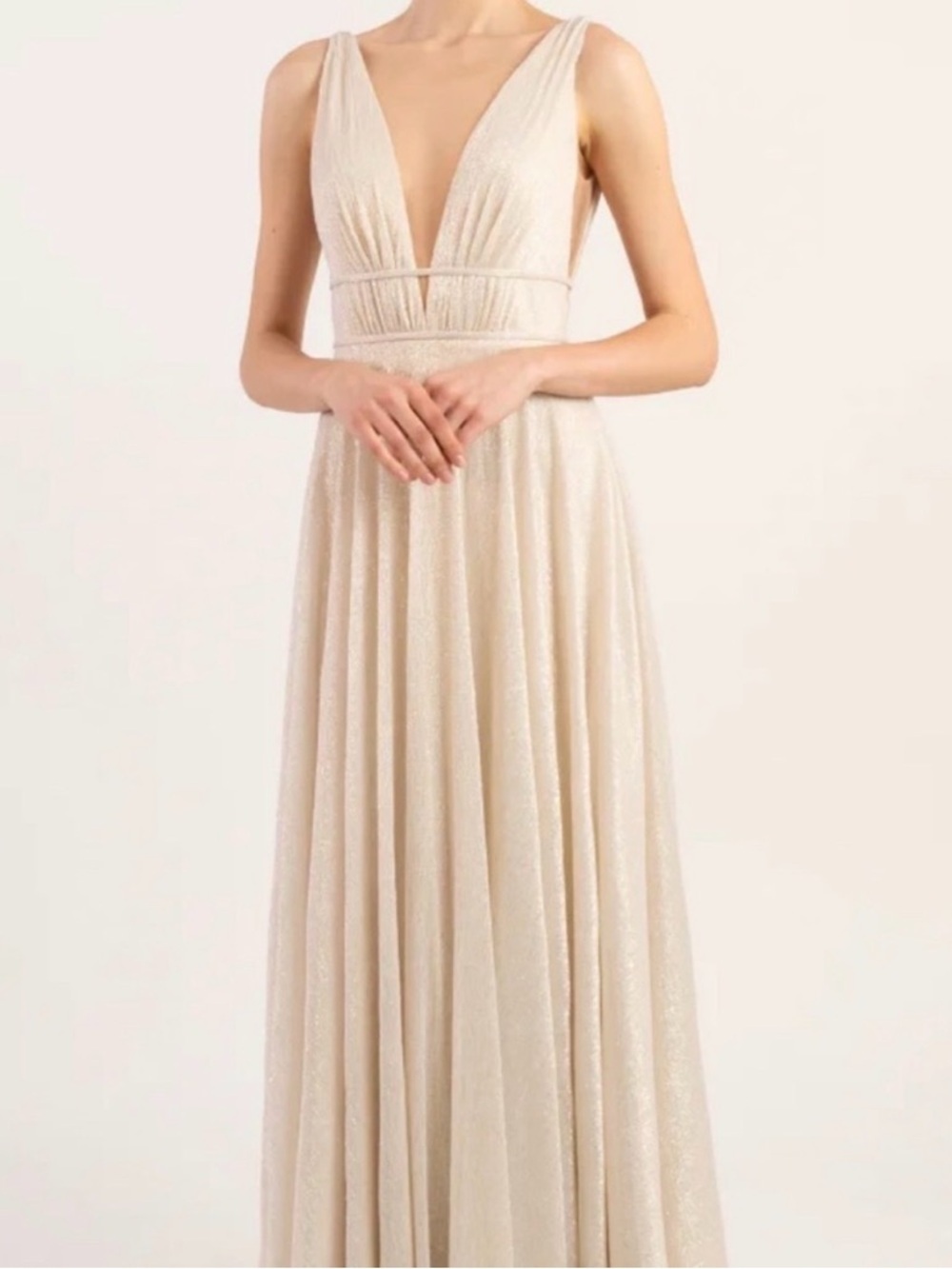 Jenny Yoo Carmen Dress in Metallic Gold Size 4